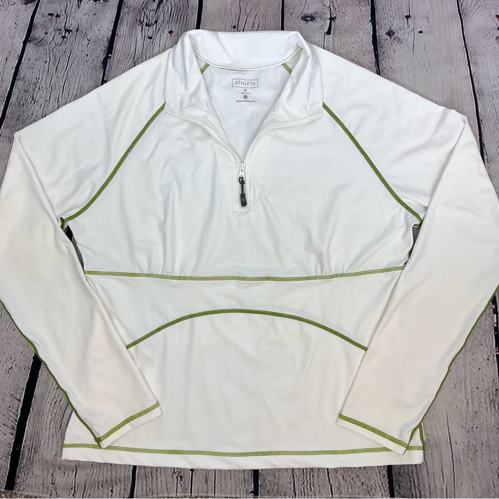 Athleta Sun Shade 1/4 Zip Long Sleeve Pullover Rashguard White Size 1X - Picture 9 of 12